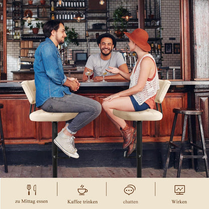 Barhocker Set 2er – Höhenverstellbar, Beige in Lederoptik