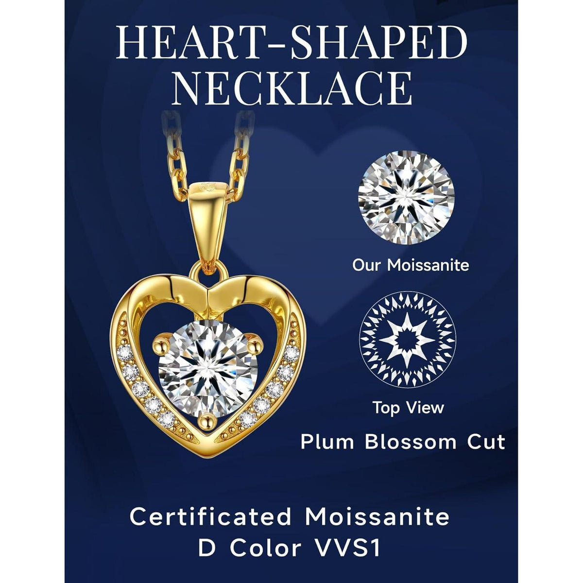 Silberkette Damen Herz 925 mit 0,5 Karat Moissanite