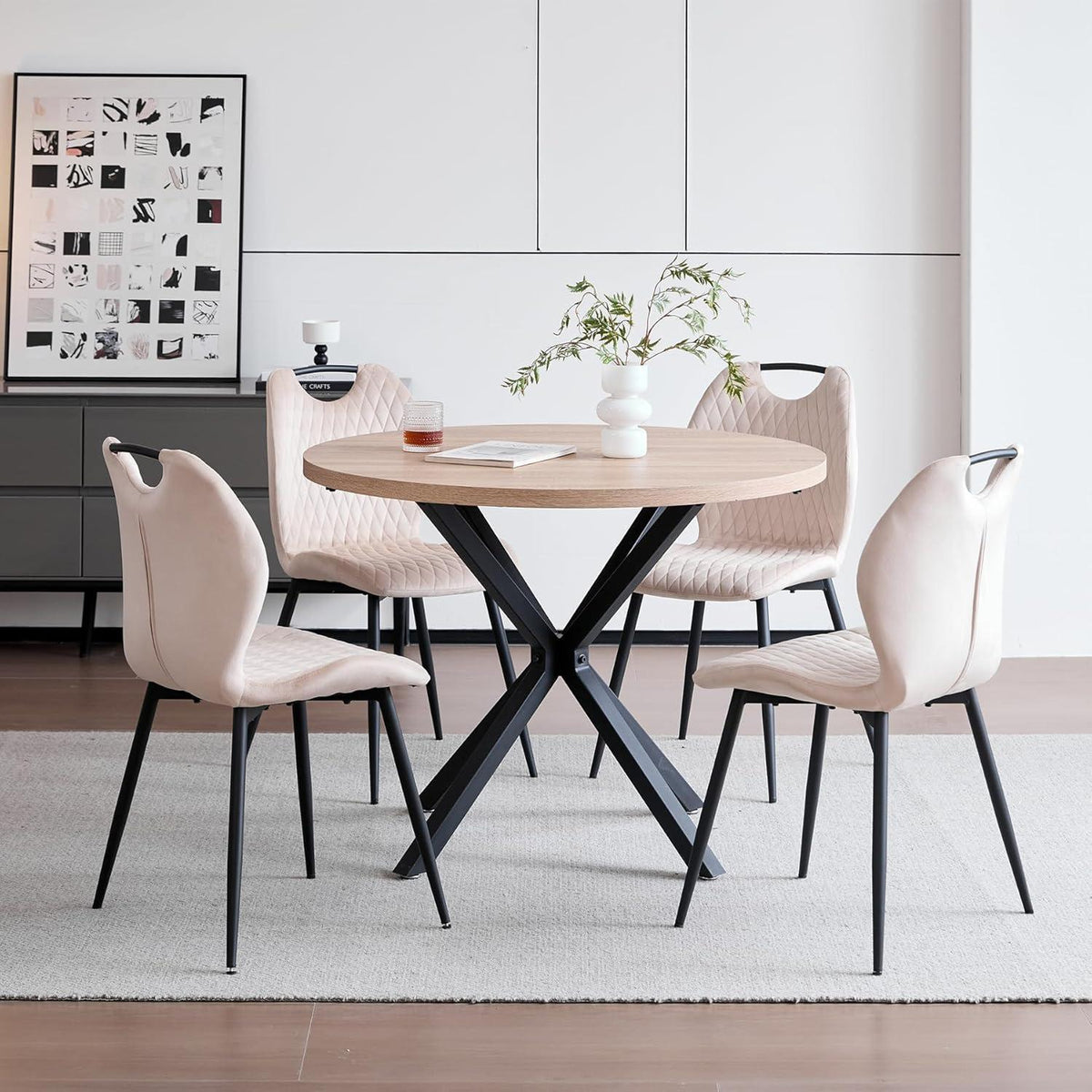 Esszimmerstühle Set 8 – Beige, Modern & Bequem