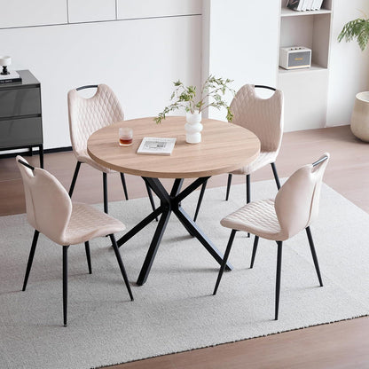 Beige Esszimmerstühle 4er-Set mit Stoff & Metallbeinen