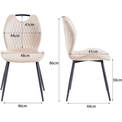 Beige Esszimmerstühle 4er-Set mit Stoff & Metallbeinen