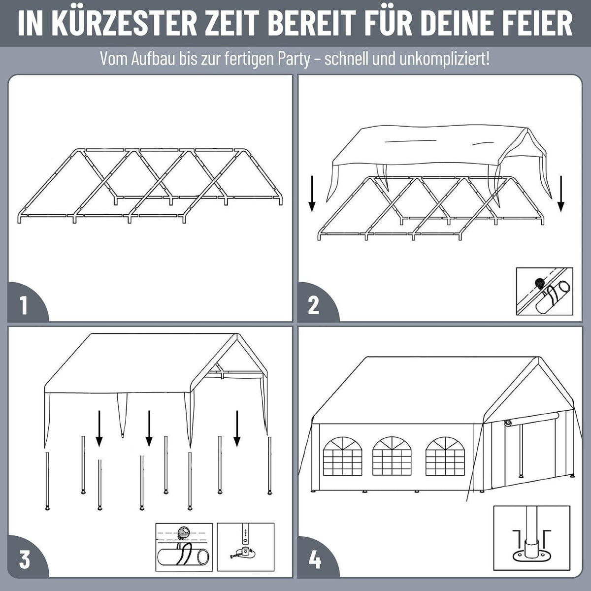 Pavillon 4x6m mit Seitenwänden – Dein Partyzelt für Grill & mehr