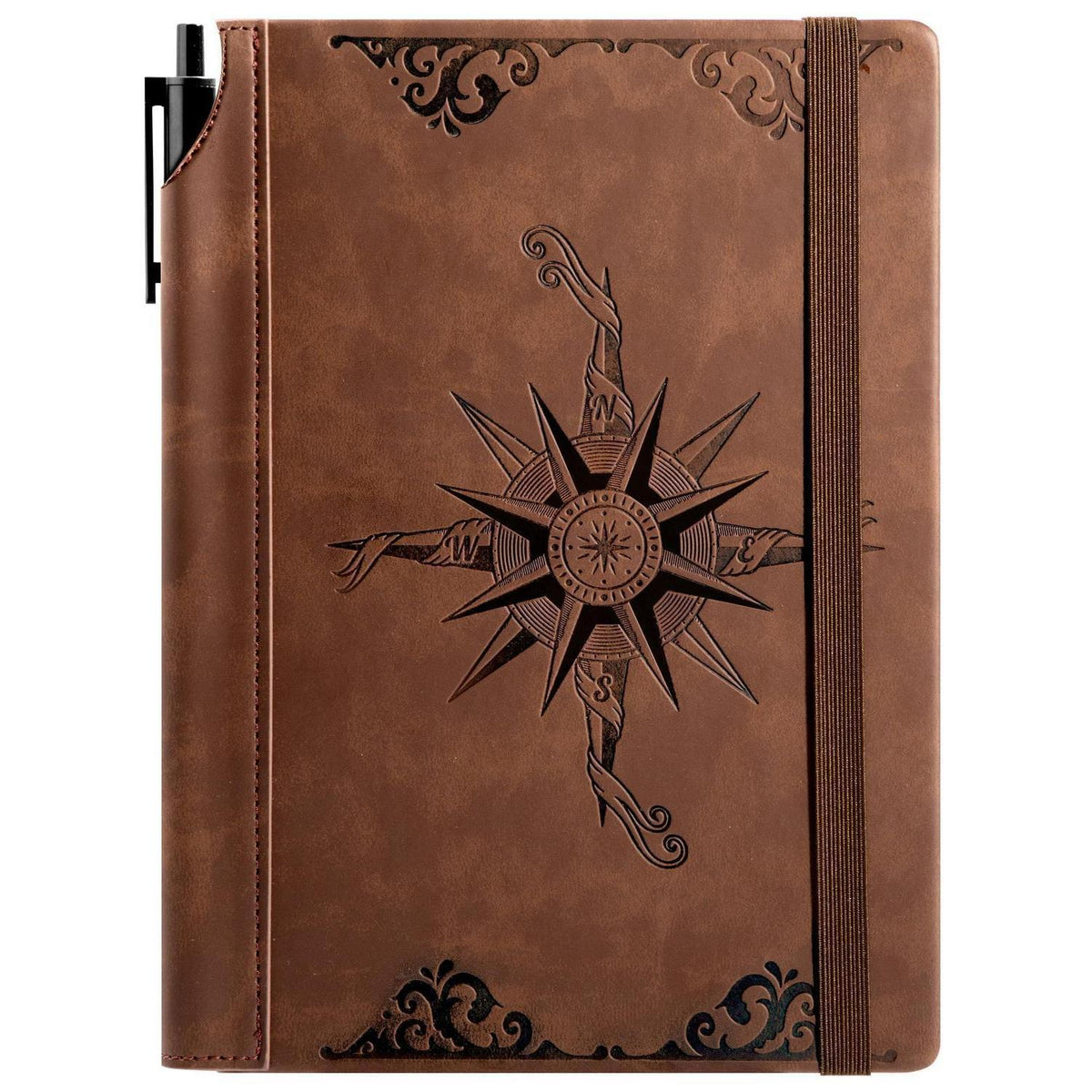Notizbuch A5 mit Stift – Reisetagebuch & Tagebuch in Lederoptik