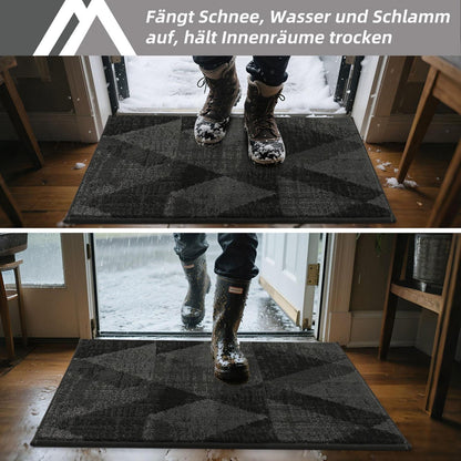 Fußmatte Karomuster Dunkelgrau 80x120 cm – Rutschfest & Saugfähig