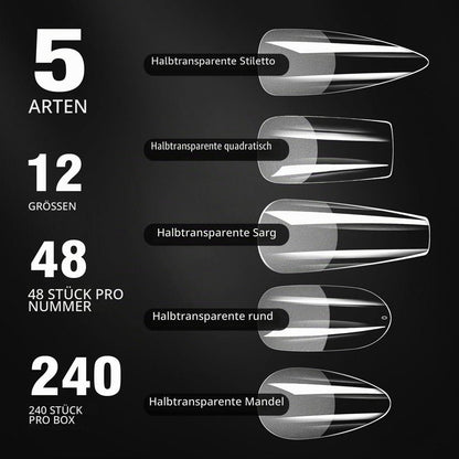 Künstliche Nägel Ballerina Almond 240 Stück Full Cover Nageltips
