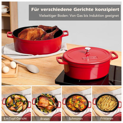 Ovaler Bräter mit Deckel – 38cm, 11L, Aluguss