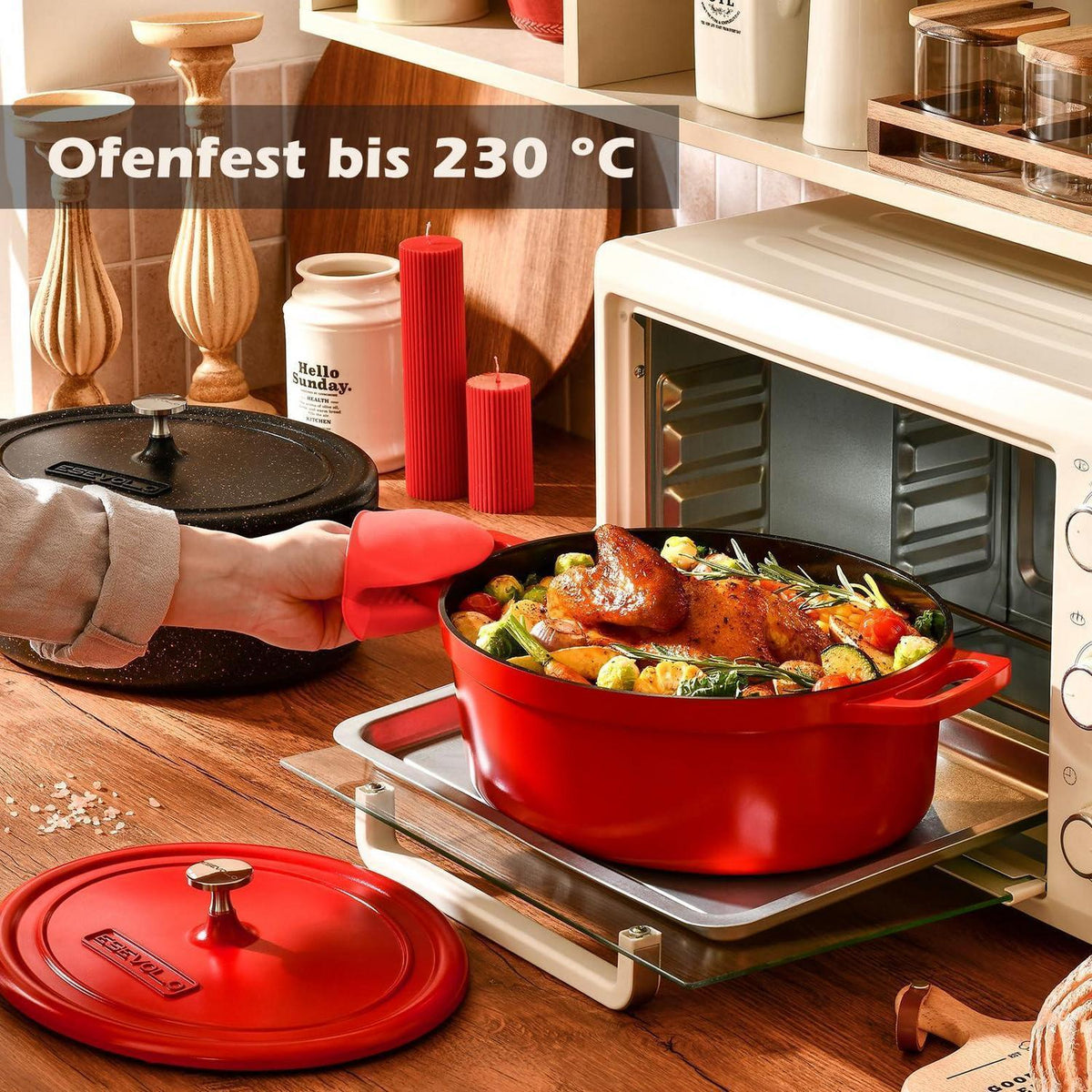 Ovaler Bräter mit Deckel – 38cm, 11L, Aluguss