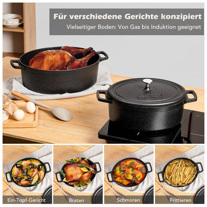 Ovaler Bräter mit Deckel – 31 cm, 6,3 L, Aluguss
