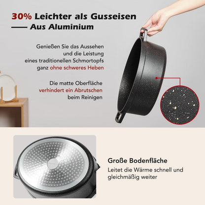 Ovaler Bräter mit Deckel – 31 cm, 6,3 L, Aluguss