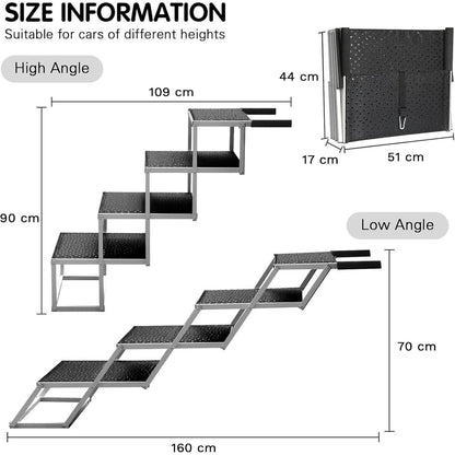 Hundetreppe Auto klappbar – 4 Stufen, 70-90cm
