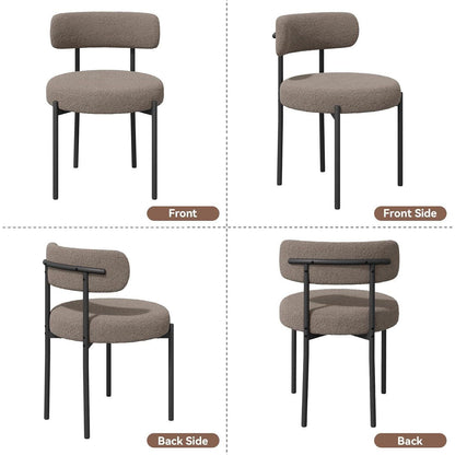 2er Set Esszimmerstühle Bouclé Grau-Braun Mid-Century Stil