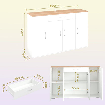 Weiße Kommode mit Anti-Kipp-Sicherung | Schmaler Schrank für Schlafzimmer & Flur