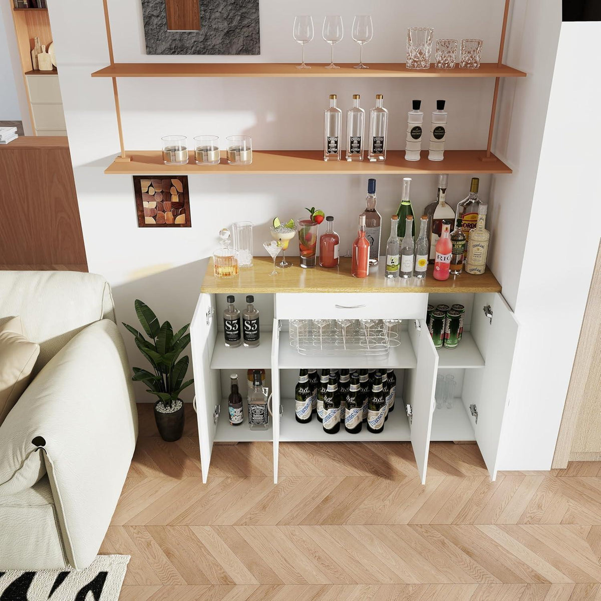 Weiße Kommode mit Anti-Kipp-Sicherung | Schmaler Schrank für Schlafzimmer & Flur