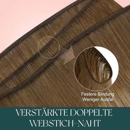 Echthaar Tressen Ombre Braun 40cm – Remy Haarverlängerung