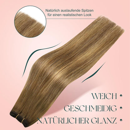 Echthaar Tressen Ombre Braun 40cm – Remy Haarverlängerung