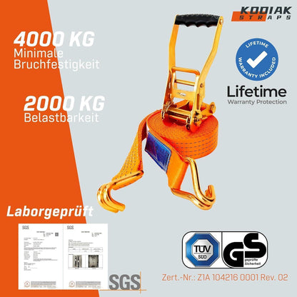 8 Spanngurte 8m | 4000kg | Orange Ratschengurt
