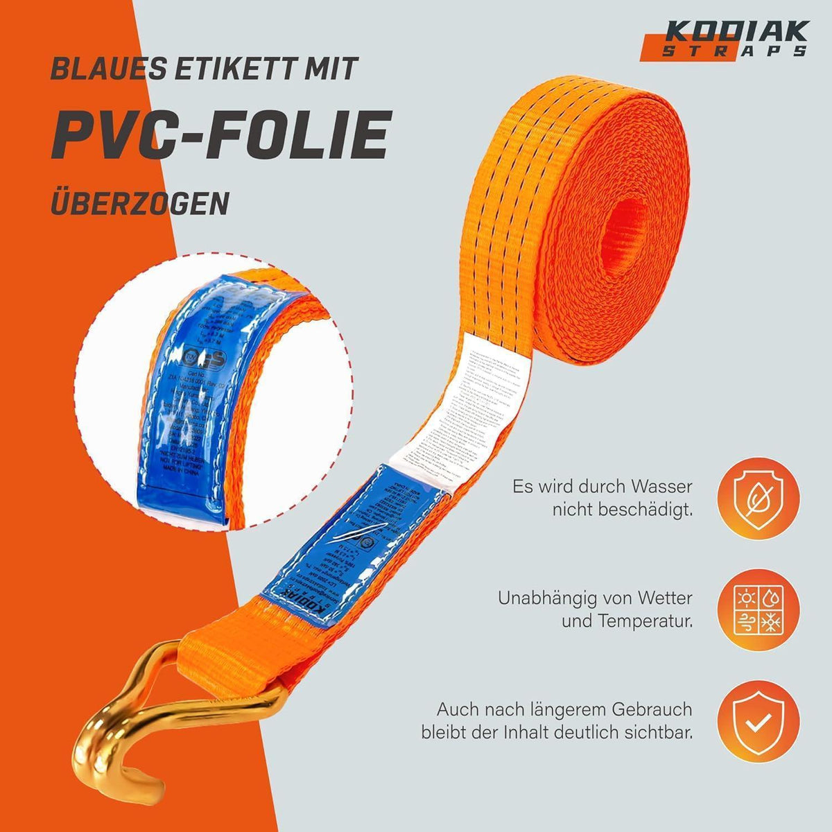 8 Spanngurte 8m | 4000kg | Orange Ratschengurt