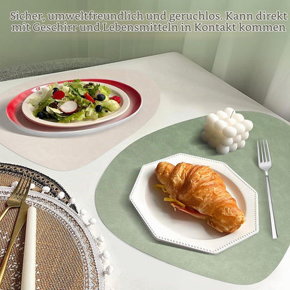6er Set Abwaschbare Tischsets Oval, Avocado & Elfenbein