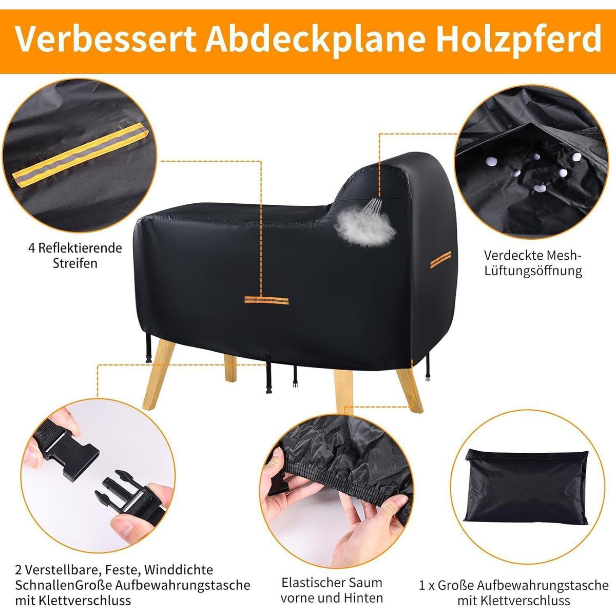 Holzpferd Abdeckung 420D Wasserdicht & UV-Schutz