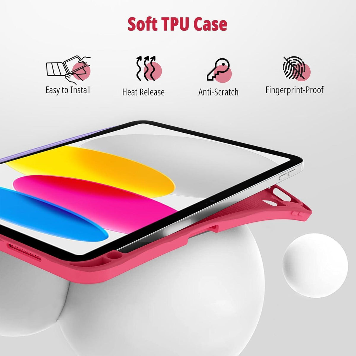 iPad Hülle mit Stifthalter, dreifach faltbar, Hotpink