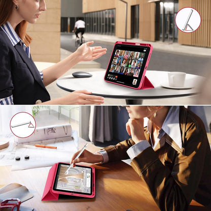 iPad Hülle mit Stifthalter, dreifach faltbar, Hotpink
