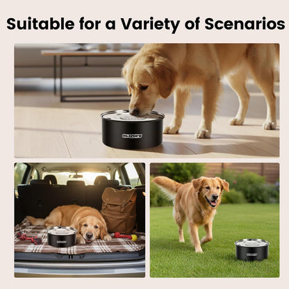 Wassernapf Hund 3L Edelstahl Anti-Schlabber Rutschfest Schwarz