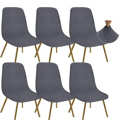 Jacquard Stuhlhussen Set 6 | Grau | Elastisch & Dekorativ