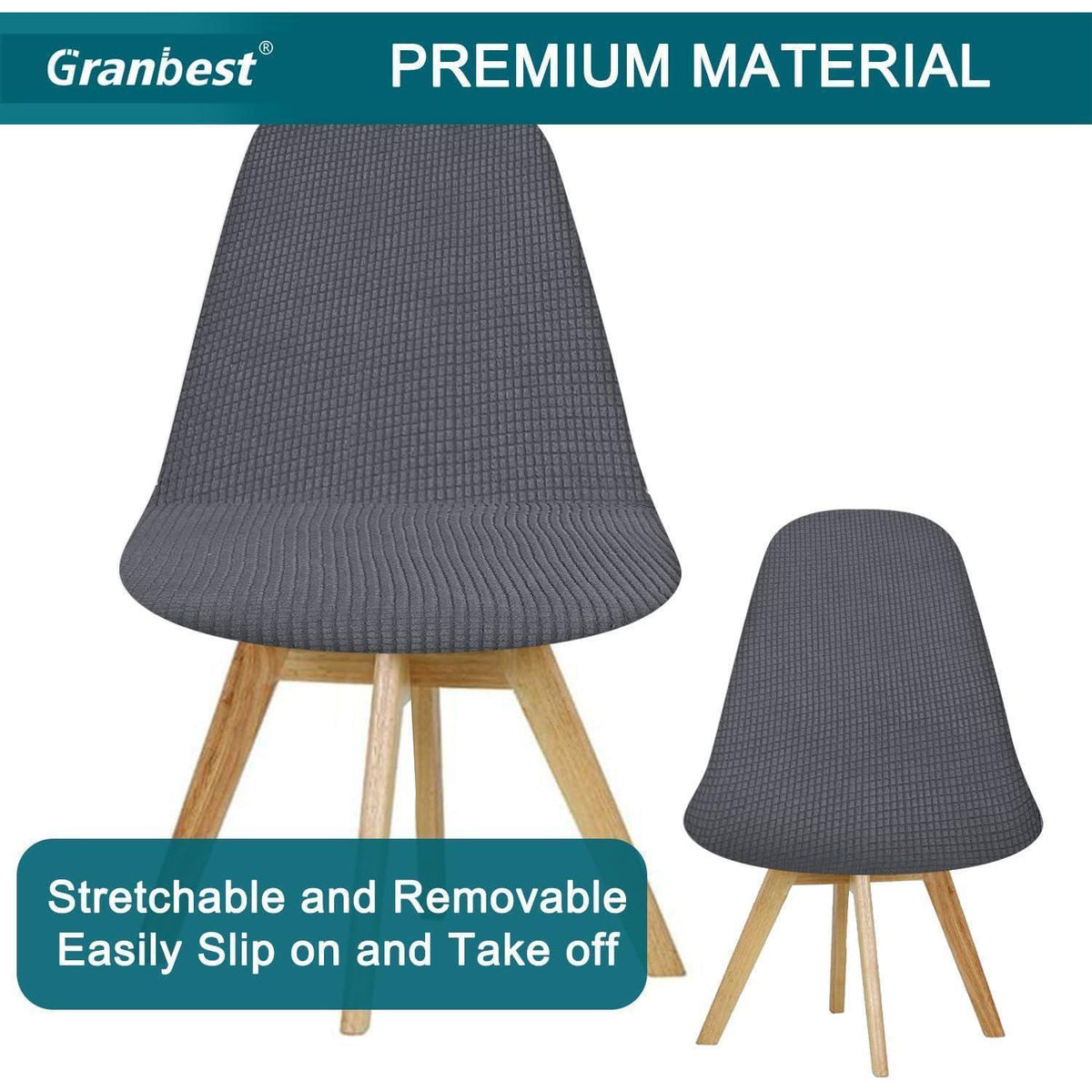 Jacquard Stuhlhussen Set 6 | Grau | Elastisch & Dekorativ