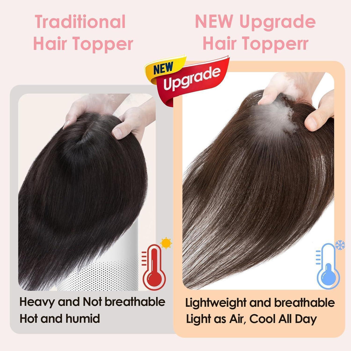 Dunkelbrauner Haar Topper mit Wispy Pony – Echthaar Haarteil