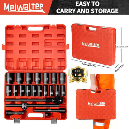 22-teiliges Tief-Schlagschrauber-Nüsse-Set 3/4" Metrisch 19-50mm Cr-Mo Stahl