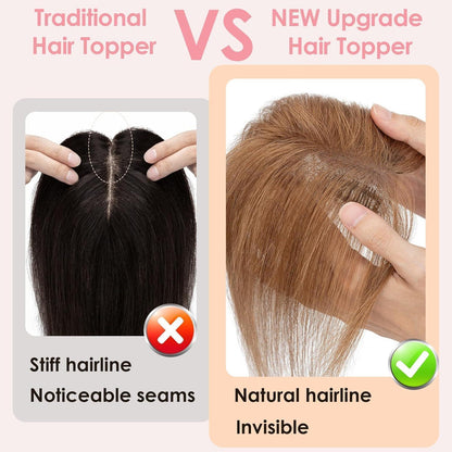 Echthaar Topper Hellbraun mit seitlichem Pony