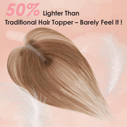 Echthaar Topper Hellbraun mit seitlichem Pony