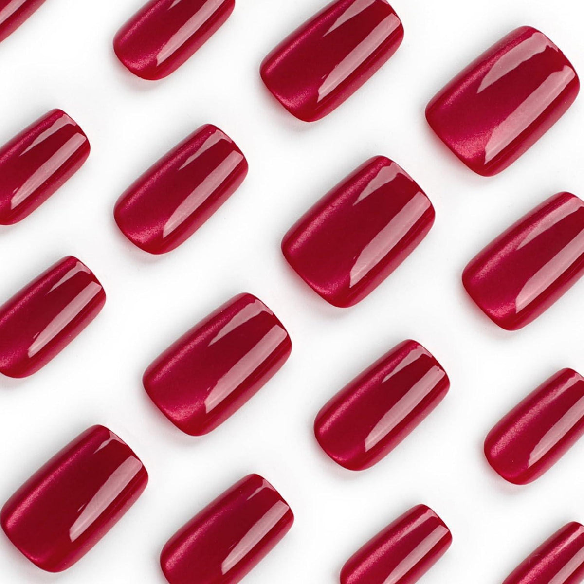 24 Rot Katzenaugen Press On Nails - Full Cover Künstliche Nägel