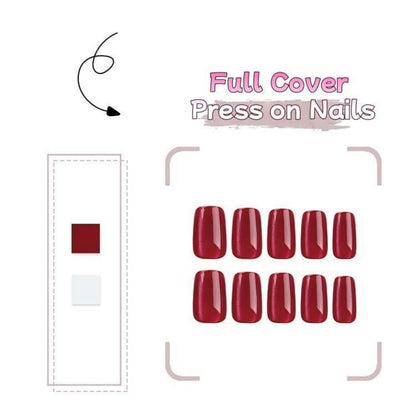 24 Rot Katzenaugen Press On Nails - Full Cover Künstliche Nägel