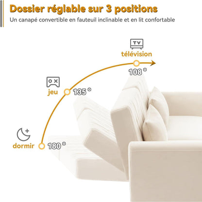 Zweisitzer-Schlafsofa mit Samtbezug – Beige