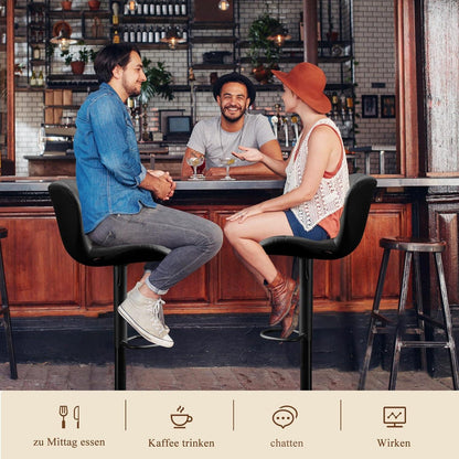 Barhocker Set 4er – Höhenverstellbar, Schwarz in Lederoptik
