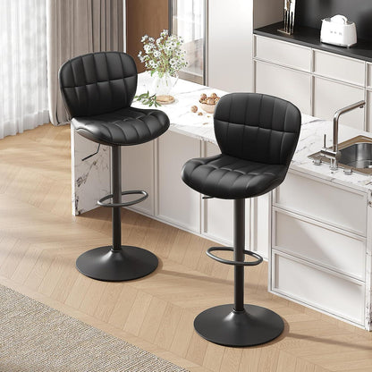 Barhocker Set 4er – Höhenverstellbar, Schwarz in Lederoptik