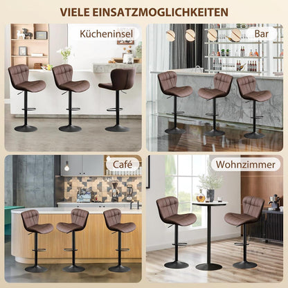 Barhocker Set 4er – Höhenverstellbar, Braun, PU-Leder