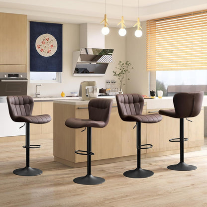 Barhocker Set 4er – Höhenverstellbar, Braun, PU-Leder