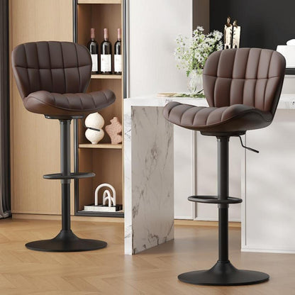 Barhocker Set 4er – Höhenverstellbar, Braun, PU-Leder