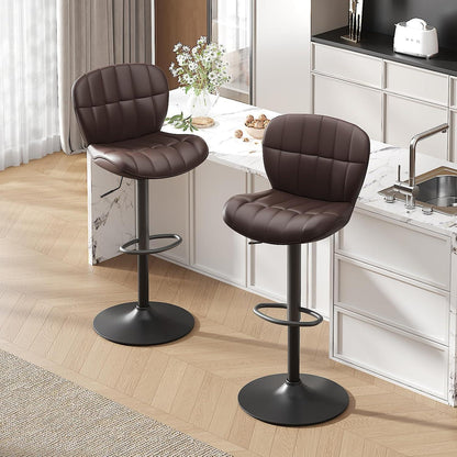 Barhocker Set 4er – Höhenverstellbar, Braun, PU-Leder