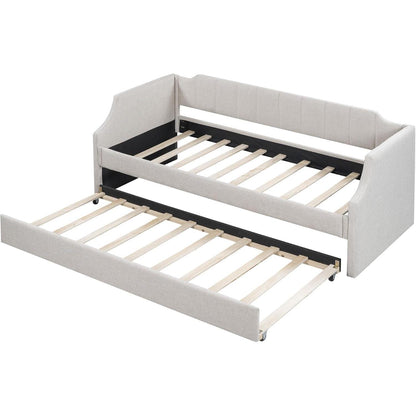 Tagesbett 90x200 mit Rollbett, Beige