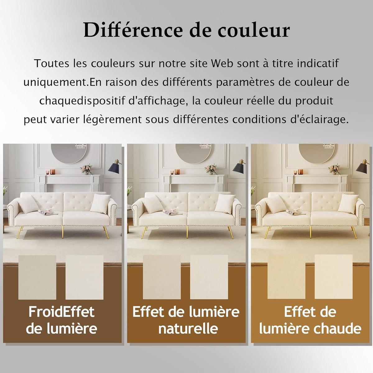 Modernes Schlafsofa mit Samtbezug & verstellbarer Rückenlehne (Beige)