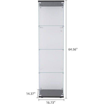 Glasvitrine mit Schloss | 4 Ebenen, Schwarz