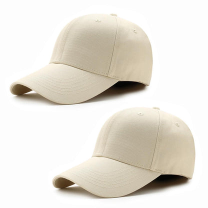 2x Baumwoll Baseball Caps Beige – Verstellbare Schirmmütze