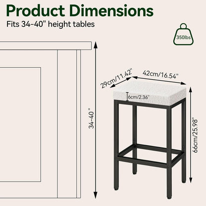 Moderner Barhocker 4er Set Weiß – 66cm Küchenhocker ohne Lehne