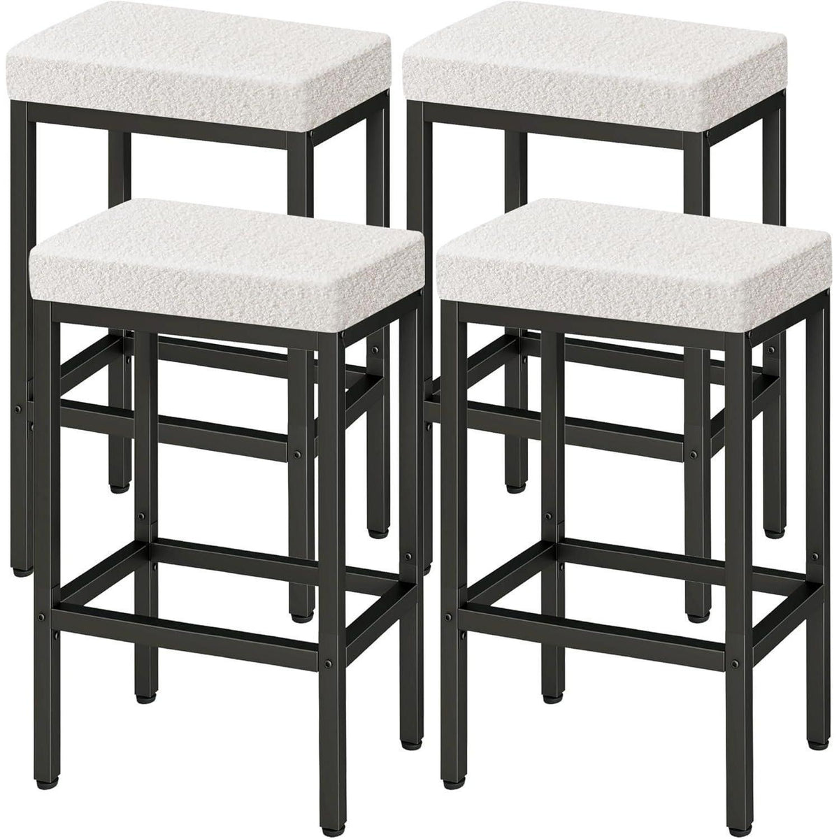 Moderner Barhocker 4er Set Weiß – 66cm Küchenhocker ohne Lehne