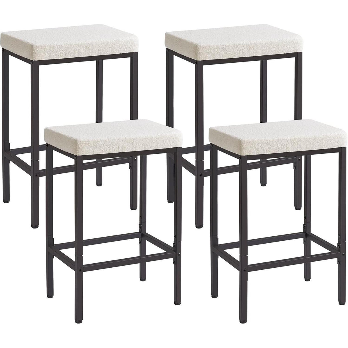 Moderner Barhocker 4er Set Weiß – 66cm Küchenhocker ohne Lehne