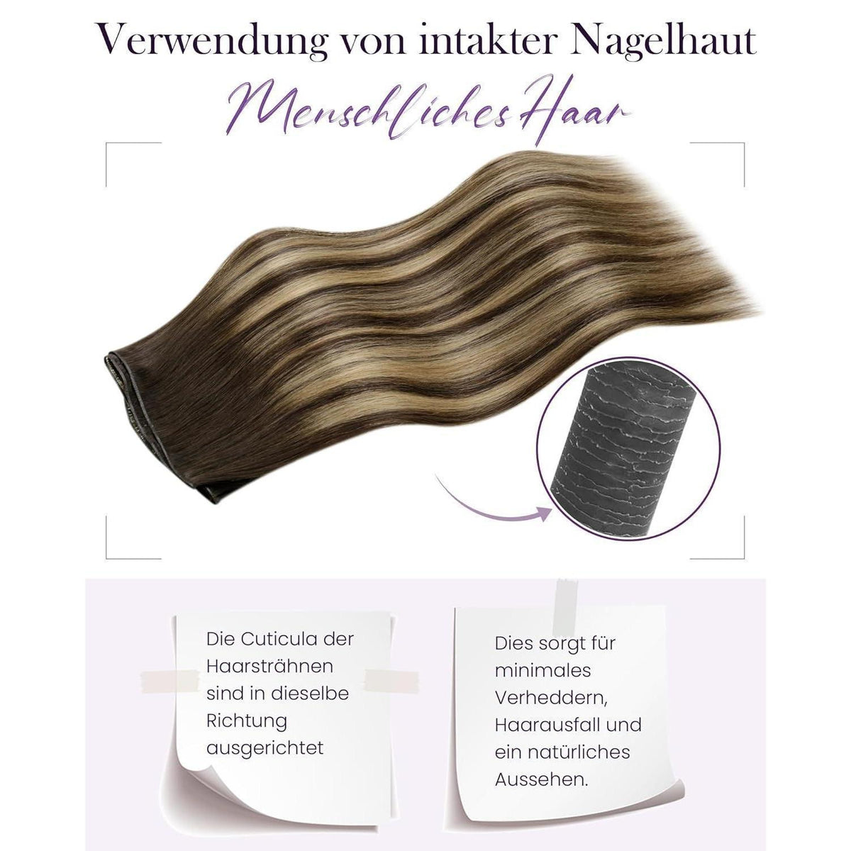 Echthaar Tressen Ombre Dunkelbraun mit Erdbeerblond 45cm