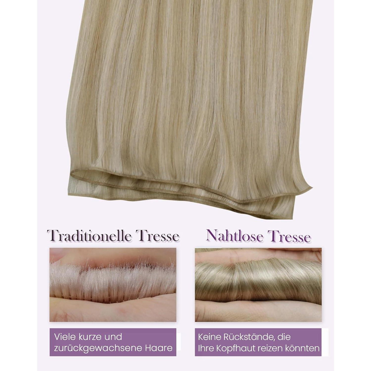 Echthaar Tressen Weißblond 60cm – Remy Weft Extensions #16/22